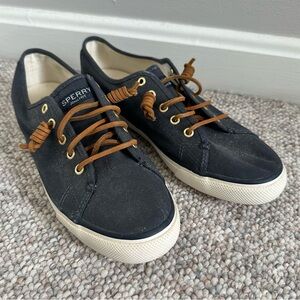 Sperry Topsider Navy Slip On Canvas Sneaker Size 9M